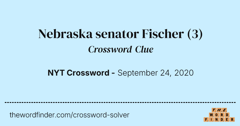 Nebraska senator Fischer crossword clue image