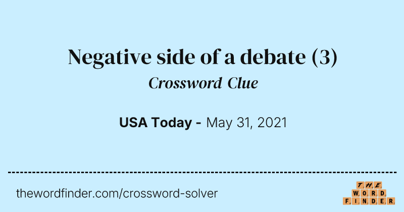 Negative side of a debate crossword clue image