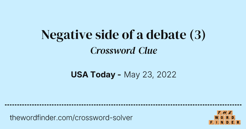Negative side of a debate crossword clue image