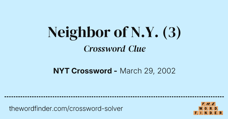 Neighbor of N.Y. crossword clue image