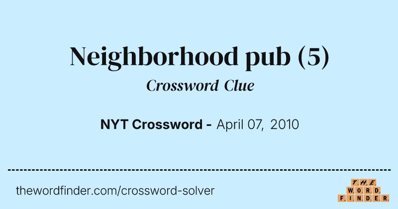 Neighborhood pub crossword clue image
