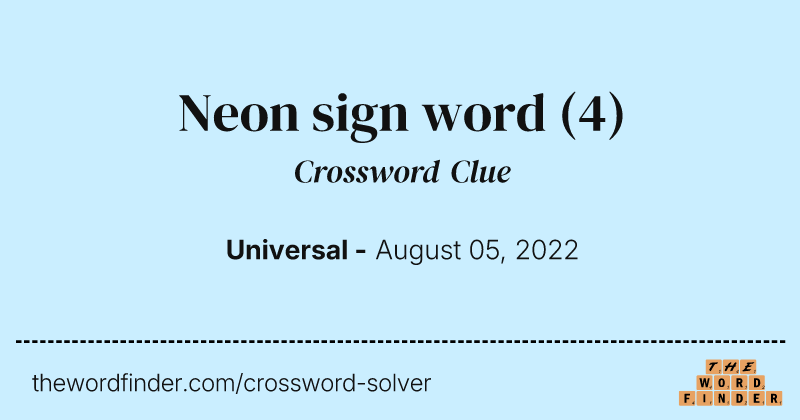 Neon sign word crossword clue image
