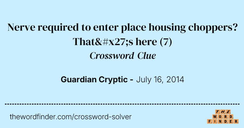 Nerve required to enter place housing choppers? That's here crossword clue image