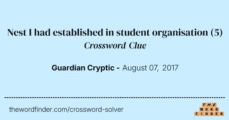 Nest I had established in student organisation crossword clue image