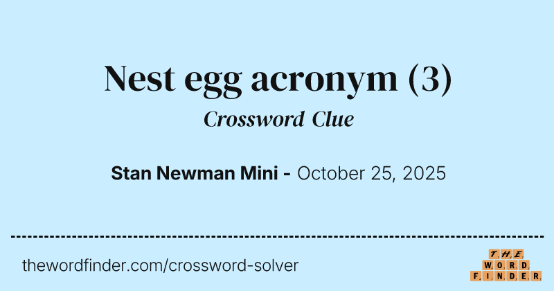 Nest egg acronym crossword clue image