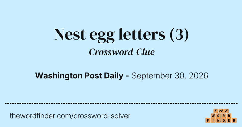 Nest egg letters crossword clue image