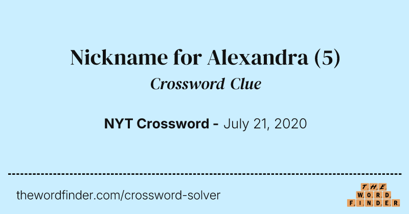 Nickname for Alexandra crossword clue image