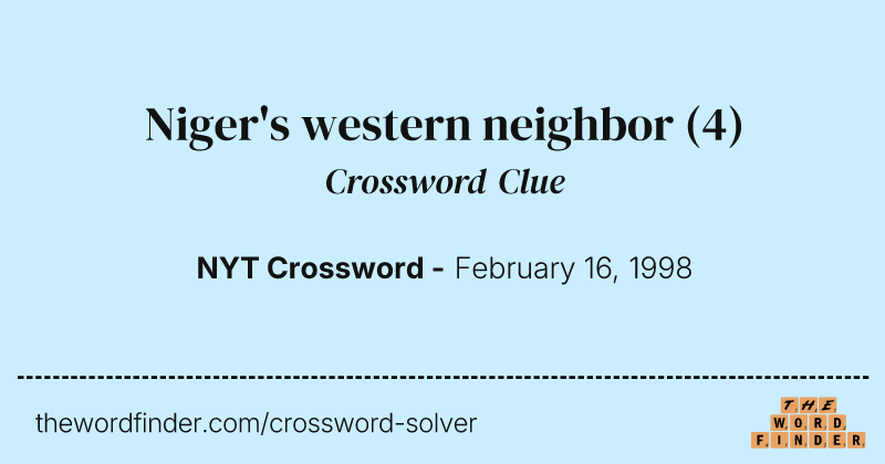 Niger's western neighbor crossword clue image
