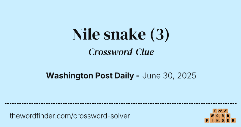 Nile snake crossword clue image