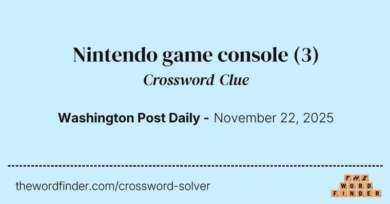 Nintendo game console crossword clue image