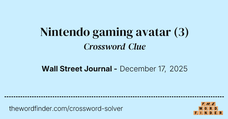 Nintendo gaming avatar crossword clue image