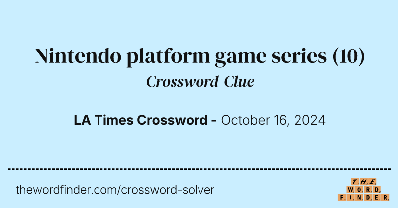 Nintendo platform game series crossword clue image