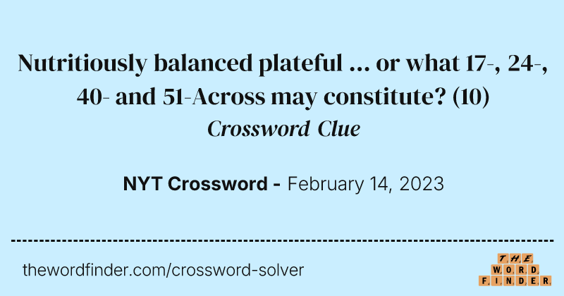 Nutritiously balanced plateful ... or what 17-, 24-, 40- and 51-Across may constitute? crossword clue image