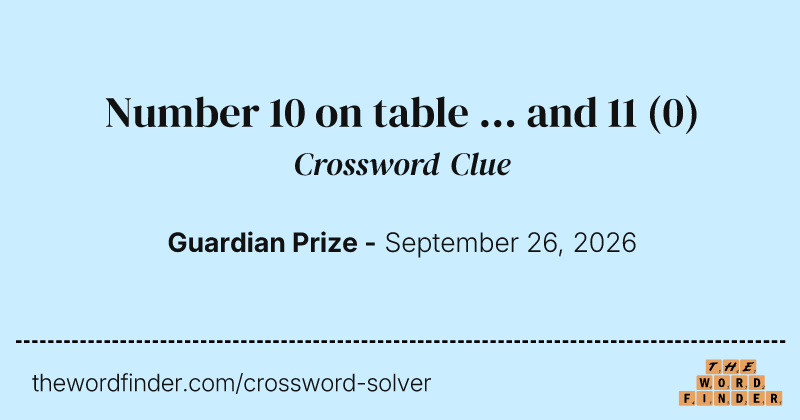 Number 10 on table … and 11 crossword clue image