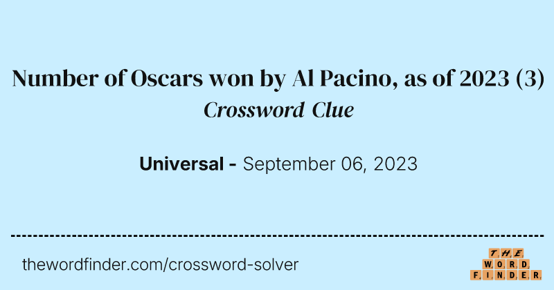 Number of Oscars won by Al Pacino, as of 2023 crossword clue image