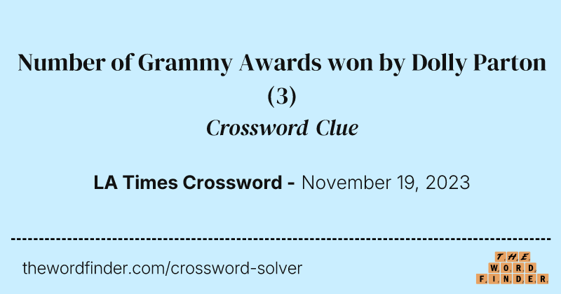 Number of Grammy Awards won by Dolly Parton crossword clue image