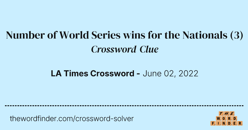 Number of World Series wins for the Nationals crossword clue image