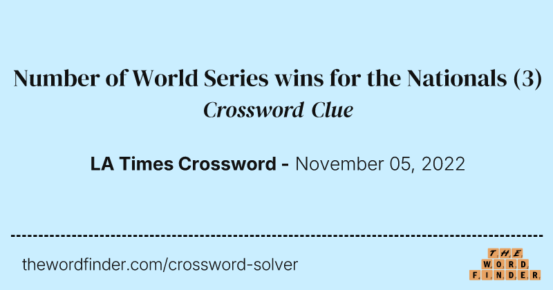 Number of World Series wins for the Nationals crossword clue image