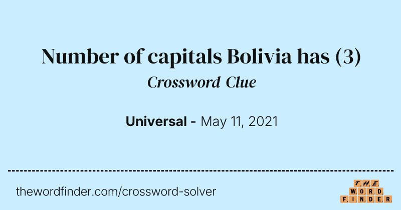 Number of capitals Bolivia has crossword clue image