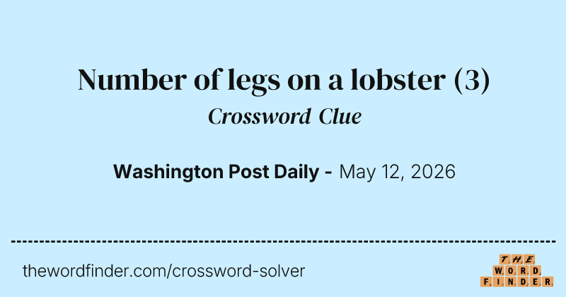 Number of legs on a lobster crossword clue image