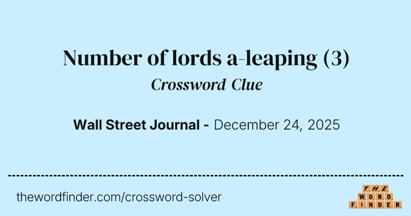 Number of lords a-leaping crossword clue image