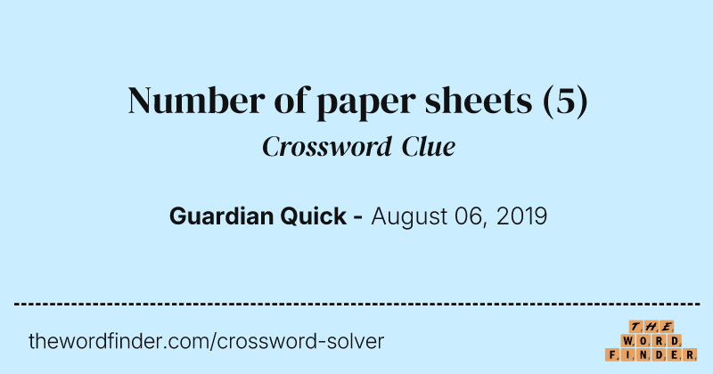 Number of paper sheets crossword clue image