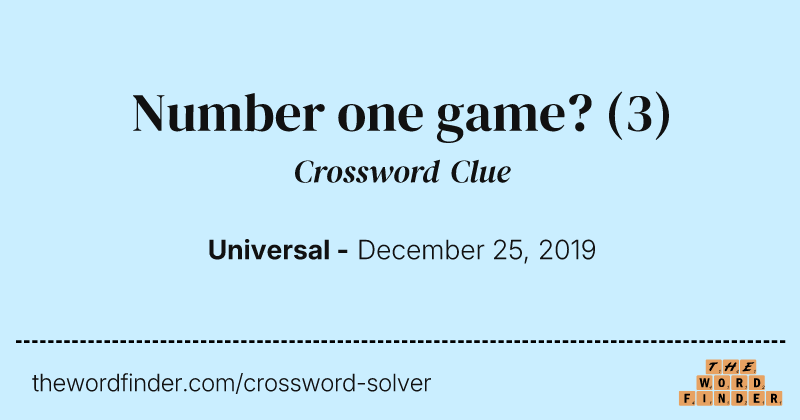 Number one game? crossword clue image