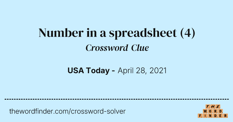 Number in a spreadsheet crossword clue image
