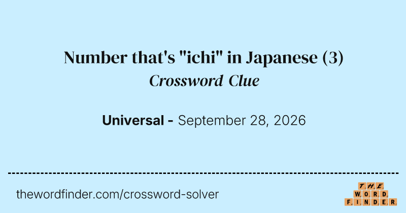 Number that's "ichi" in Japanese crossword clue image