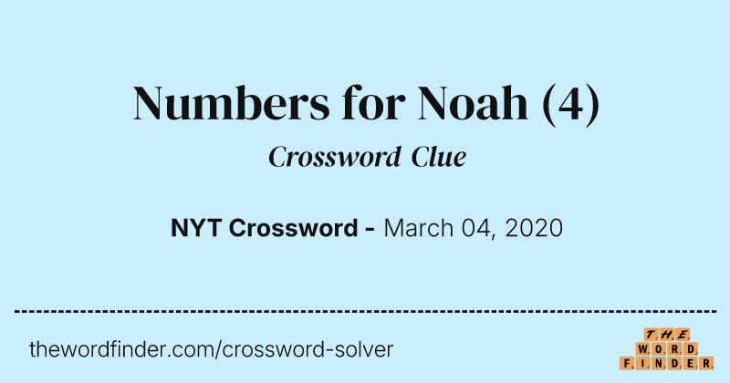 Numbers for Noah crossword clue image