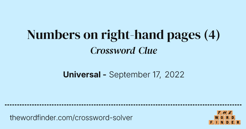 Numbers on right-hand pages crossword clue image