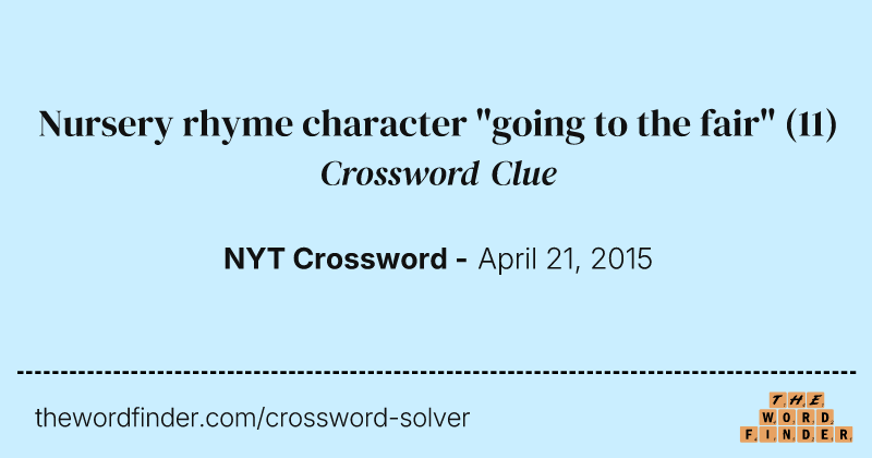 Nursery rhyme character "going to the fair" crossword clue image