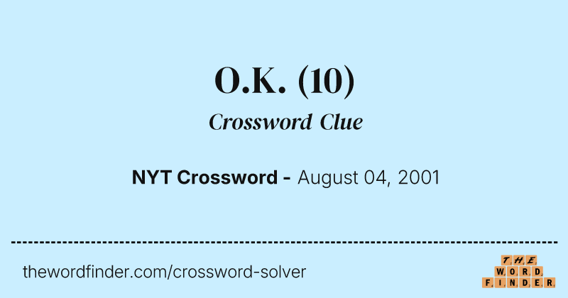 O.K. crossword clue image