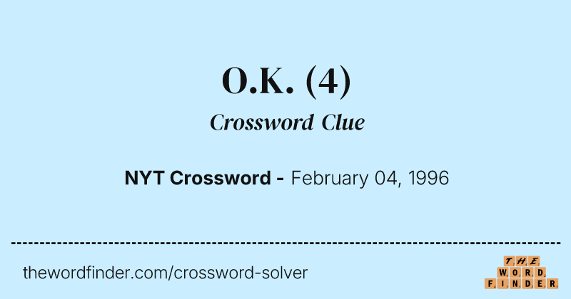 O.K. crossword clue image