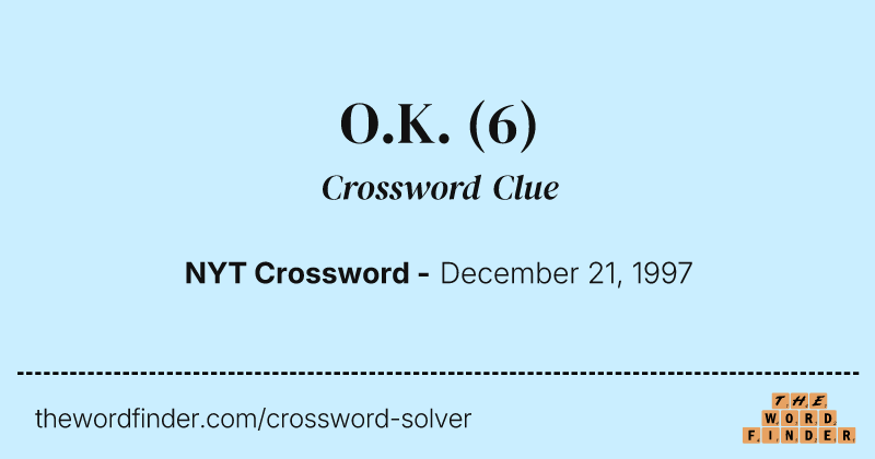 O.K. crossword clue image