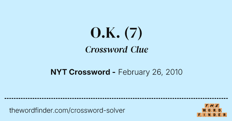 O.K. crossword clue image