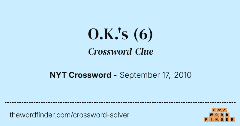 O.K.'s crossword clue image