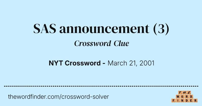 SAS announcement crossword clue image
