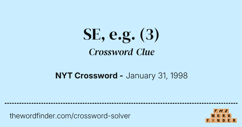 SE, e.g. crossword clue image