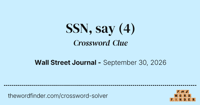 SSN, say crossword clue image