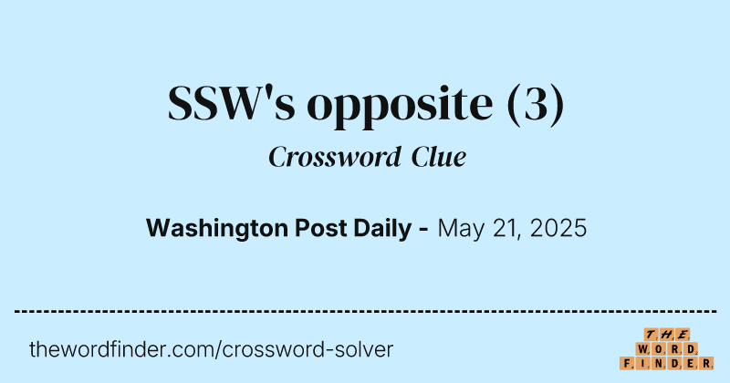 SSW's opposite crossword clue image