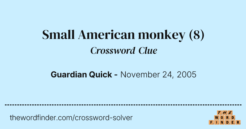 Small American monkey crossword clue image