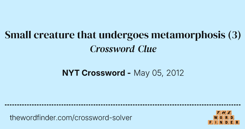 Small creature that undergoes metamorphosis crossword clue image