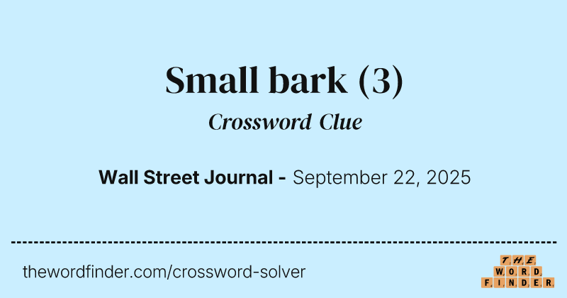Small bark crossword clue image