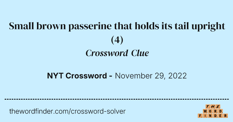 Small brown passerine that holds its tail upright crossword clue image