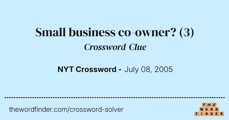 Small business co-owner? crossword clue image