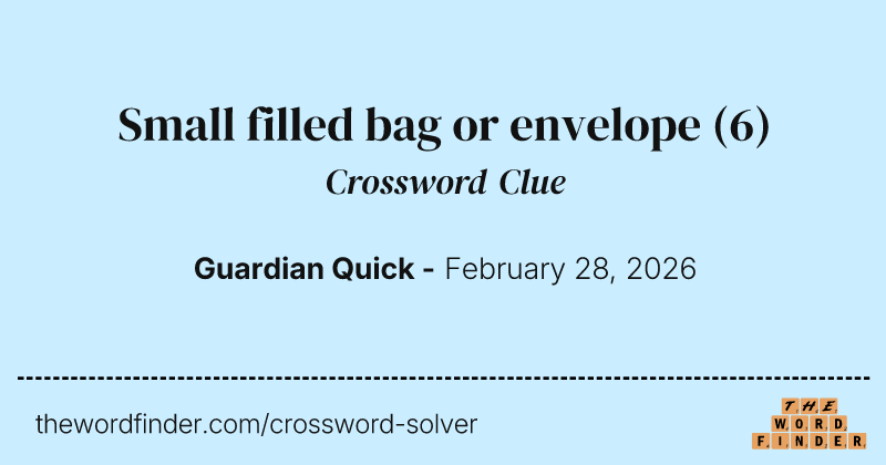 Small filled bag or envelope crossword clue image