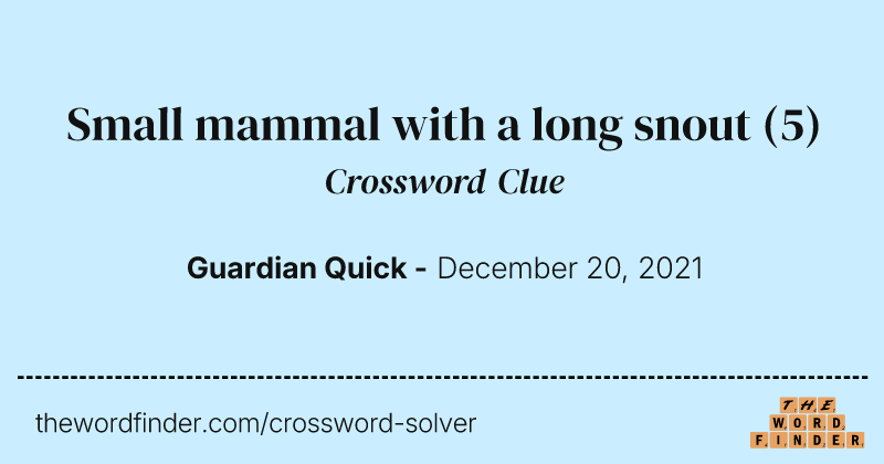 Small mammal with a long snout crossword clue image