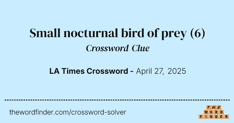 Small nocturnal bird of prey crossword clue image