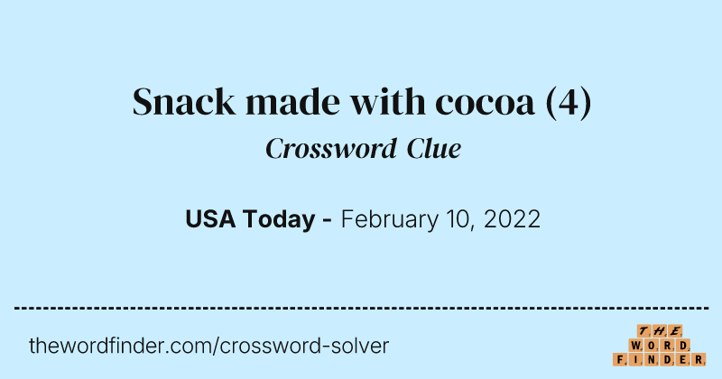 Snack made with cocoa crossword clue image